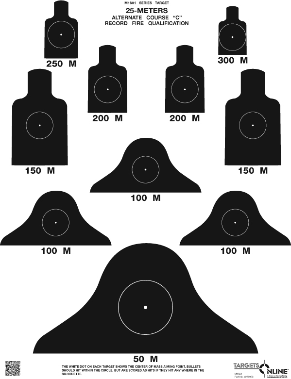 M16A1 25m Qualification Target - Card Stock M16A1 25m Qualification Target - Card Stock